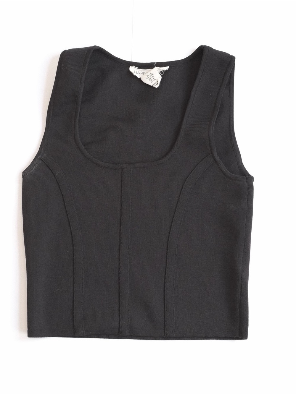 Happily Grey Black Ribbed Corset Crop Top - Size Medium